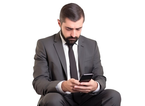 Businessman reading bad news, cut out