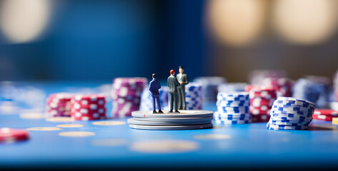 poker chips on a table, a close up picture of a blue casino chipa close up picture of a blue casino chip
