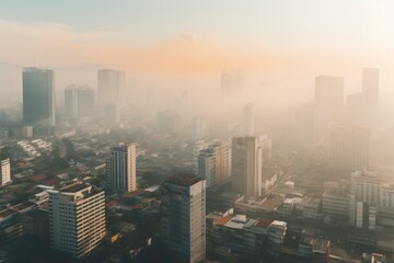 Fototapeta na wymiar Smog vs. Clean cityscape: Sustainability's impact on climate change.