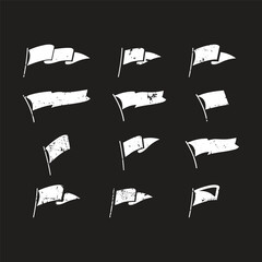 Set of simple flag hand drawn frames. Garlands and ribbons are also available.