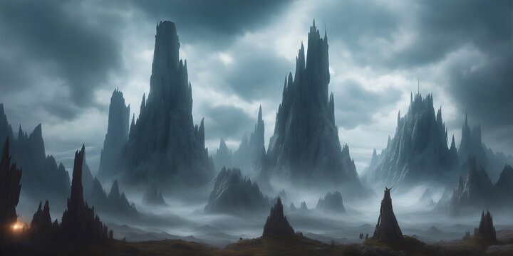 cinematic fantasy images elf land of gods background. ai generative