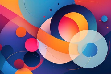 A vibrant and abstract artwork featuring intersecting circles, symbolizing the fusion and coherence of diverse elements, perfect for versatile creative endeavors