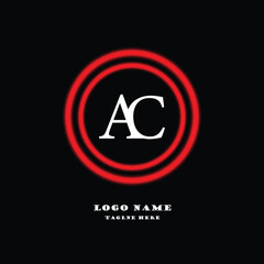 R C  Logo. AC Letter Design Template Vector with Black Red Color Initial letters AC logo template design in multiple shapes. Logo icon design template elements, monogram, Linear AC letter logo. 