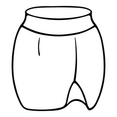 Short skirt - tulip. Sketch. Women's clothing with a slit at the thigh. Vector illustration. Doodle style. Outline on isolated background. Coloring book. Ladies' summer outfit with a belt. 