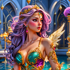 Naklejka premium 3d surreal design with ultra details, colorful generative art, shiny colors with HDR, surreal painting art