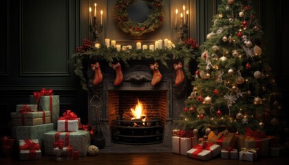 Fototapeta premium christmas tree with candles