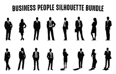 Business people Silhouette vector art Set, Corporate people black silhouette clipart Bundle