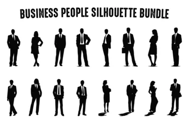Foto op Plexiglas Business people Silhouettes vector Set, Corporate Men and Women black silhouette Bundle © GFX Expert Team