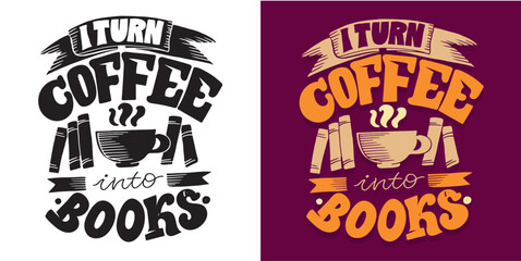Obraz premium Set with hand drawn lettering quotes in modern calligraphy style about Coffee. Slogans for print and poster design. Vector illustration