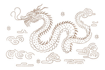 金色の龍の透過イラスト素材