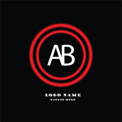 A B Logo.  Letter Design Template Vector with Black Red Color Initial letters  logo template design in multiple shapes. Logo icon design template elements, monogram, Linear  letter logo.
