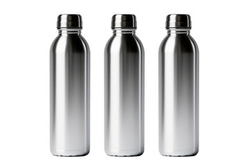 Thermos or metal or aluminum water bottles isolated on white background with space for logo, text or inscriptions.generative ai