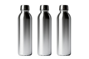 Thermos or metal or aluminum water bottles isolated on white background with space for logo, text or inscriptions.generative ai