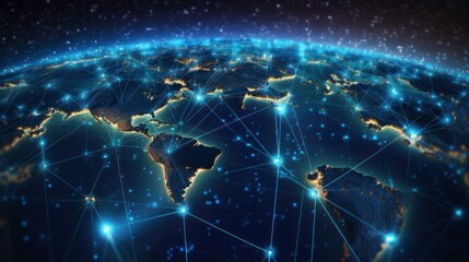 Modern global network illustrating innovative telecommunication and internet connectivity. Representing the future of 5G wireless digital connection and the Internet of Things