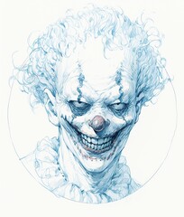 Drawing of eerie clown