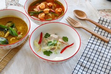 Thai Coconut Chicken Soup (Tom Kha Gai). spicy chicken curry in coconut milk