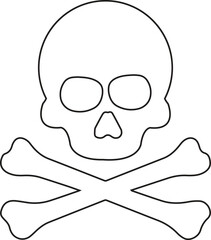 crossbones and skull death line art vector icon