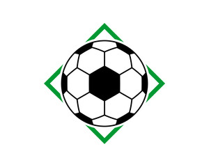 Obraz premium Soccer ball in the green square logo