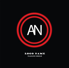 A N Logo. AN Letter Design Template Vector with Black Red Color Initial letters AN logo template design in multiple shapes. Logo icon design template elements, monogram, Linear AN letter logo. 