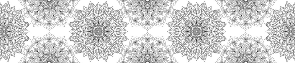 Mandala pattern Seamless circles swirling black lines