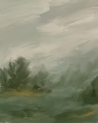 Grey and green abstract landscape background, vertical backdrop