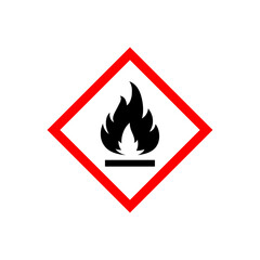 GHS hazard pictogram. Flammable, Hazard warning sign. Flammable icon