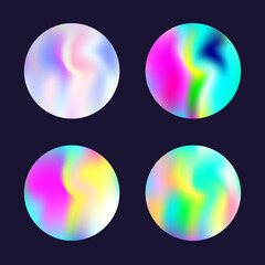 Holographic abstract backgrounds set. Gradient hologram.