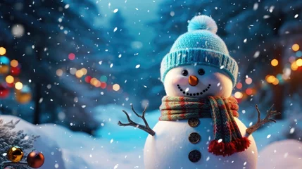 Poster snowman bright christmas morning © Praphan