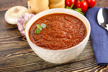 Spanish traditional gazpacho tomato soup