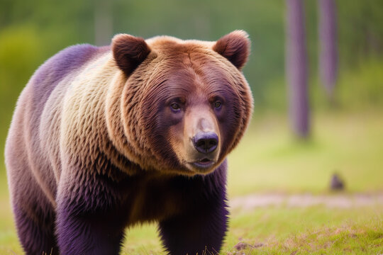 The Mighty Bear. Beautiful grizzly bear. Generative AI