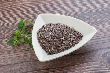Dietary chia seeds in the bowl
