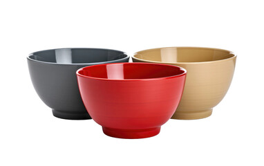 Collection of Colorful Shiny Mixing Bowls Isolated on Transparent Background PNG.