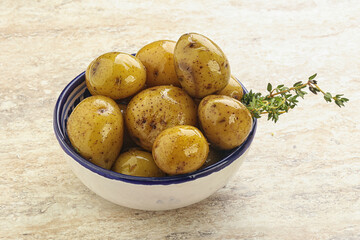 Boiled baby potato in the bowl