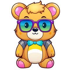 Bear with Sunglasses Kawaii PNG Clipart