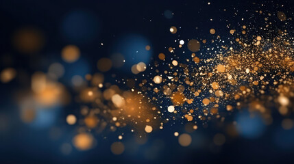 Beautiful festive dark blue background with golden particle as wallpaper background illustration - obrazy, fototapety, plakaty