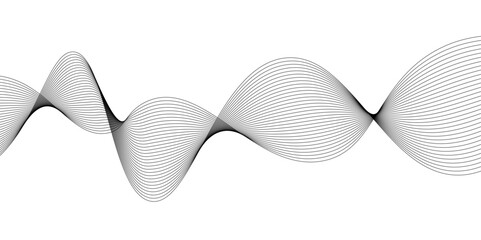 Abstract wavy technology curve lines on transparent background isolated. Grey wave swirl,Stylized line art background. Vector,