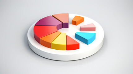Obraz premium Colorful pie chart info graphics. Data analysis, or statistics, on a white background. 3D design