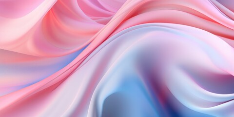 Fototapeta premium Abstract composition: silk fabric in shades of pink and blue. Silky glossy delicate background, shiny silk abstract waves.