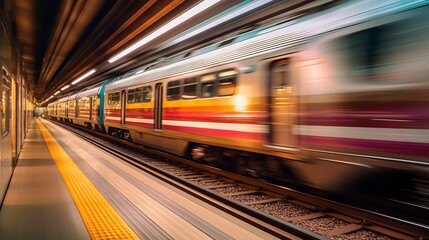 Obraz premium blurred motion train AI generated illustration