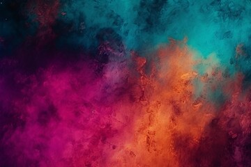 Vivid Cyan, Magenta, and Fiery Golden Brown Ombre Artistic Background