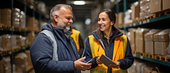 Team in charge of beverage logistics during a deployment briefing while using a tablet PC.