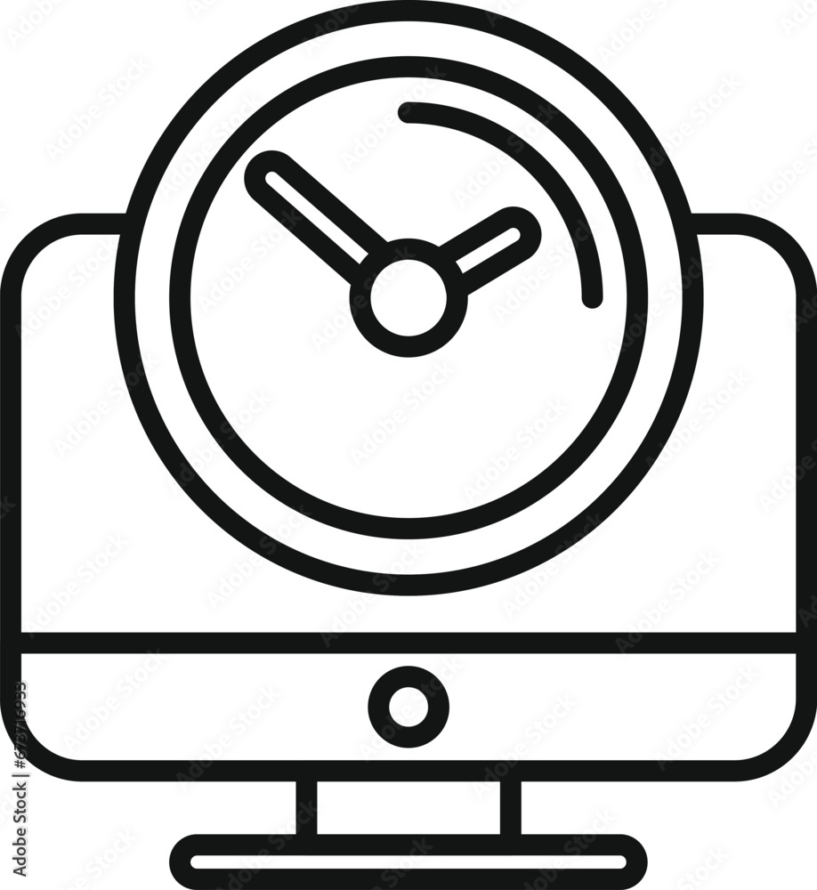 Poster work data time icon outline vector. computer data. desktop time