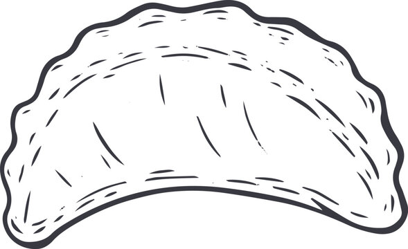 recommend clip art: Dumpling. Hand drawn traditional cuisine food in monochrome sketch style. Vector illustration.