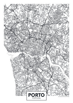 City map Porto, urban planning travel vector poster design