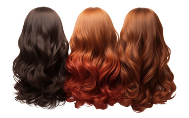 Collection of Colorful Heat Friendly Synthetic Wigs Isolated on Transparent Background PNG.