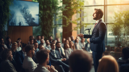 Confident speakers presenting business