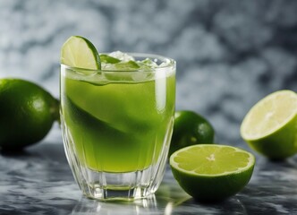 home made cool lime juice, dark marble background
