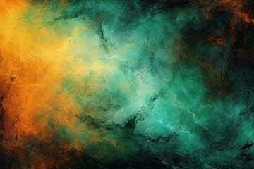Fiery Abstract Color Gradient Background in Blue, Green, and Golden Brown.