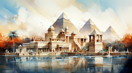Iconic Wonders: Unveiling the Giza Pyramids of Ancient Egypt - obrazy, fototapety, plakaty