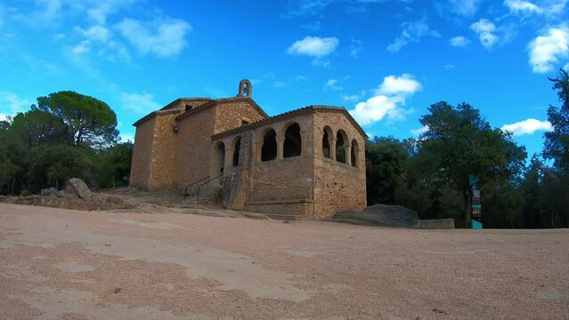Time lapse video from Hermitage from Farners in village Santa Coloma de Farners in Catalonia of Spain